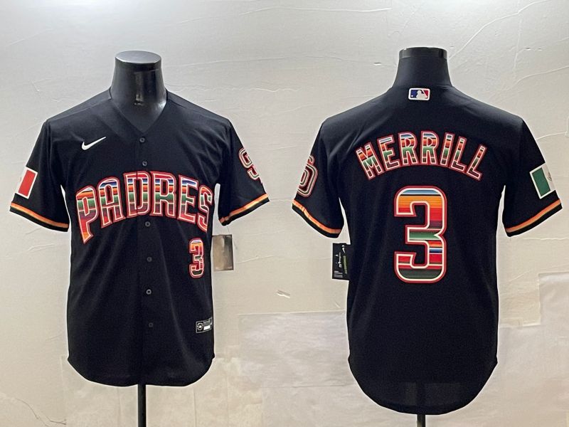 Men San Diego Padres #3 Merrill Black Game Nike 2025 MLB Jersey style 3